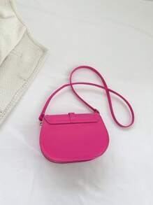 翻蓋馬鞍包螢光紅PU皮革前衛 - 玫紅色 - 查看 2