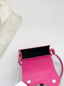 翻蓋馬鞍包螢光紅PU皮革前衛 - 玫紅色 - 查看 6