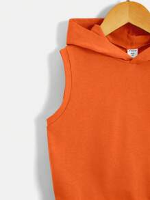 SHEIN Conjunto De Top Con Capucha Y Pantalón Corto Sólidos Para Jóvenes