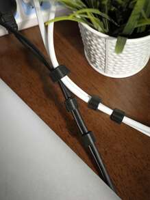 1 Rollo Organizador De Correas De Cable De Nylon De Fijación Reutilizable Con Gancho Y Bucle, Correa De Cable De Color Sólido Con Gancho Y Bucle - Negro - Ver 2