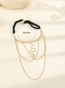 1只時尚多層鍊條蛇形吊墜性感腿鏈 - 金黃色 - 查看 3