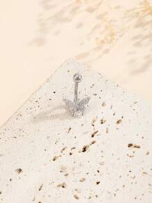 1入組時尚不銹鋼蝴蝶細節臍環適合女士適用於日常