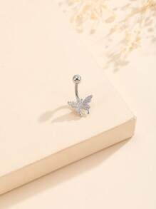 1入組時尚不銹鋼蝴蝶細節臍環適合女士適用於日常
