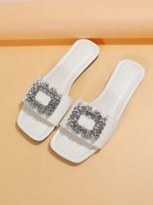 Dép quai đính đá Rhinestone, Dép xỏ ngón thời trang Fairy Style, Thiết kế đa năng Thích hợp cho các buổi hẹn hò, tụ tập, tiệc tùng, đi chơi và các dịp công tác - trắng - Xem 7