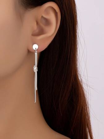 1pair Fashion Knot Decor Dangle Earrings For Women For Daily Decoration