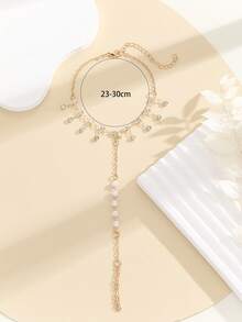 1件歐美流行的簡約串珠腳鏈,帶鑲嵌鑽石細節