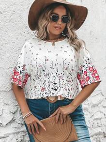 EMERY ROSE 大碼印花落肩T恤 - 白色 - 查看 1