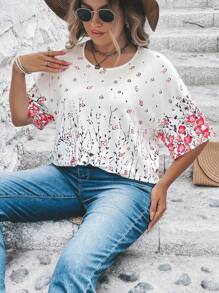 EMERY ROSE 大碼印花落肩T恤 - 白色 - 查看 6