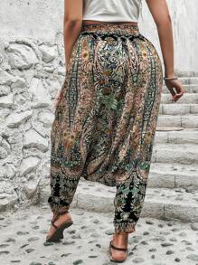 EMERY ROSE Plus Paisley Print Drop Crotch Trousers - Multicolor - View 2