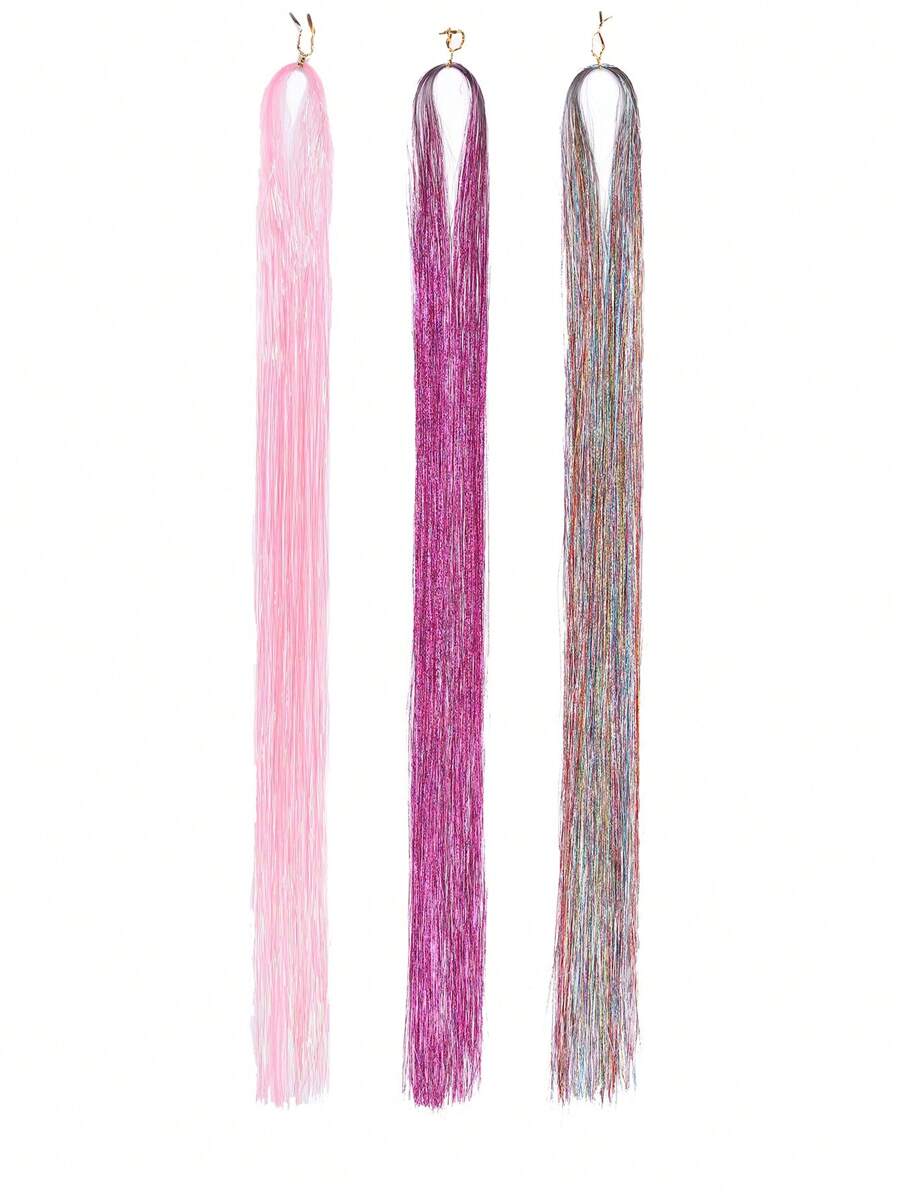 3入組金屬絲金屬絲合成接發仙女髮絲閃亮閃亮耐熱金屬絲 - 彩色 - 查看 1
