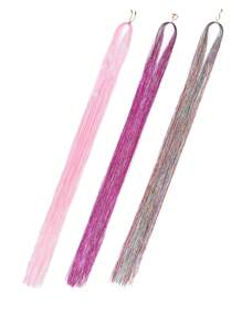 3入組金屬絲金屬絲合成接發仙女髮絲閃亮閃亮耐熱金屬絲 - 彩色 - 查看 3