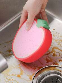 1 miếng bọt biển làm sạch hình quả dâu tây, miếng bọt biển làm sạch hiện đại cho nhà bếp - Hồng - Xem 3