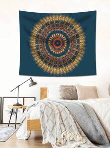 曼陀羅印花掛毯復古懸掛織物裝飾用於家居裝飾 - 彩色 - 查看 1