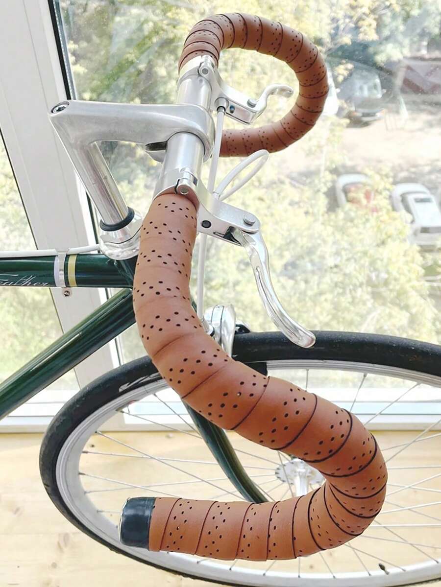 2pcs Hollow Out Rubber Anti-slip Handlebar Tape For Road Bike - Brown - View 1
