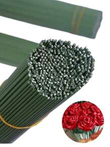 DUWEN 10入組/套30/40cm現代鐵人造花棒,極簡綠色擬真花金屬絲莖適用於DIY - 軍綠色 - 查看 1