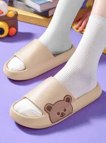 Mujer Chanclas con diseño de oso de dibujos animados con banda única preppy exterior EVA
