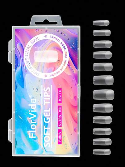 Upgrade Your Look With 240pcs Long Square Transparent Matte 2 In 1 Acrylic False Nail Extension Tip For Home DIY Nail Salon Press On Nails Nail Supplies