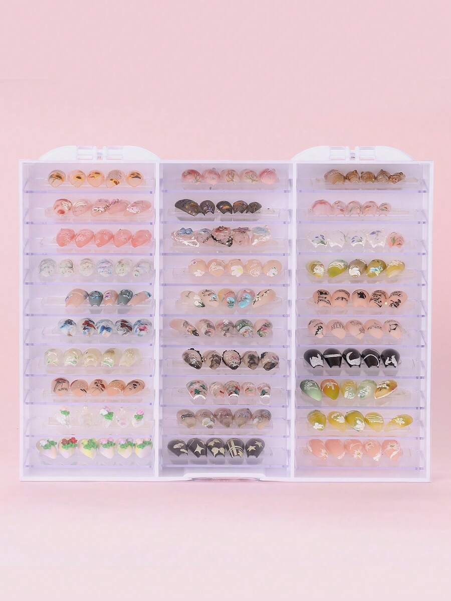 FULL BEAUTY 1 hộp đựng đầu móng tay giả - trắng - Xem 1