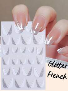 2sheets Glitter Nail Art Sticker Nail Stickers DIY Nails Nail Supplies - Multicolor - View 1
