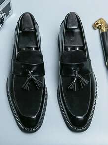 Giày lười công sở cho nam, Giày lười công sở trang trí tua rua - màu đen - Xem 2
