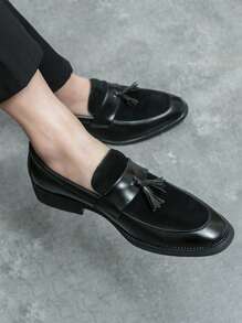 Giày lười công sở cho nam, Giày lười công sở trang trí tua rua - màu đen - Xem 4