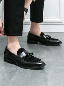 Giày lười công sở cho nam, Giày lười công sở trang trí tua rua - màu đen - Xem 5