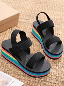 Xăng đan đế xuồng quai hậu thời trang cho nữ, Xăng đan nhiều quai - màu đen - Xem 1