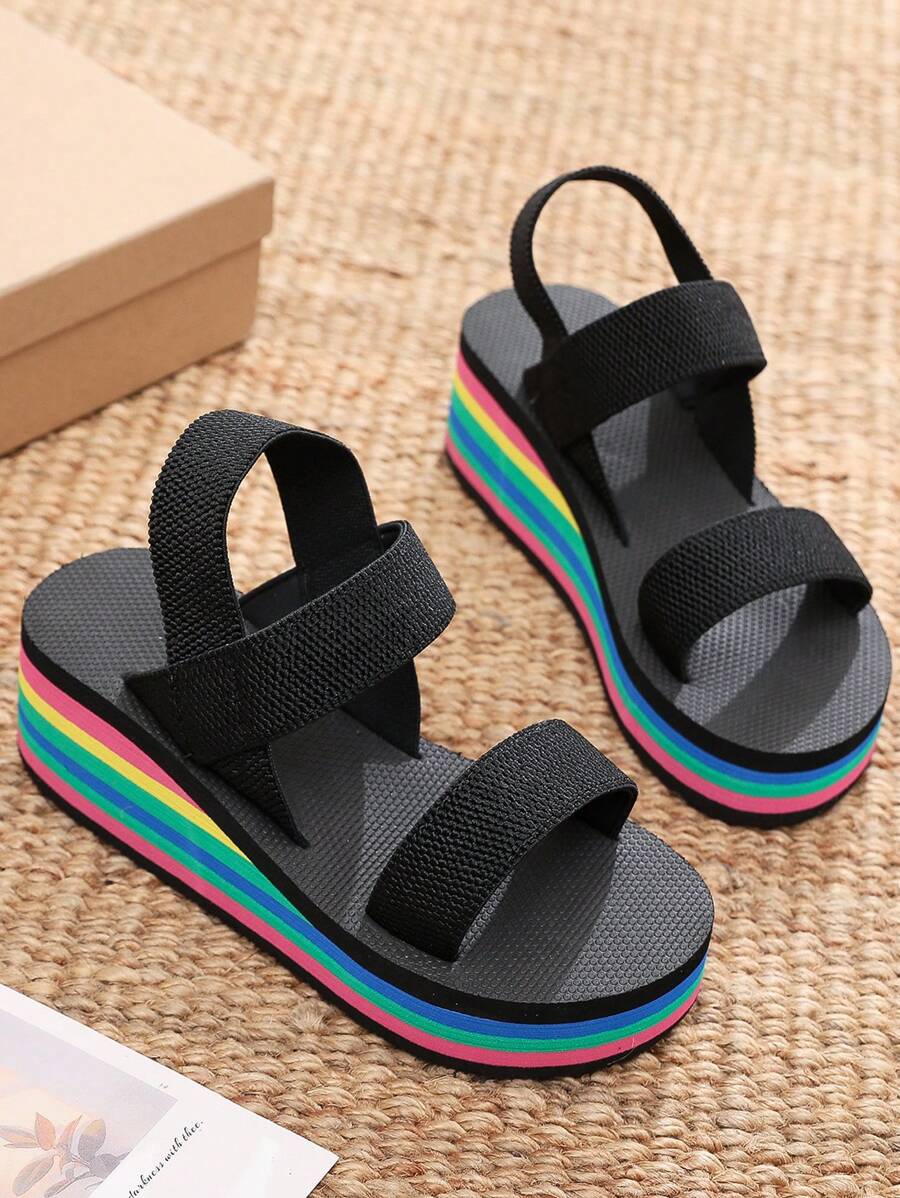 Xăng đan đế xuồng quai hậu thời trang cho nữ, Xăng đan nhiều quai - màu đen - Xem 1