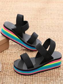 Xăng đan đế xuồng quai hậu thời trang cho nữ, Xăng đan nhiều quai - màu đen - Xem 4