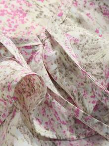 DAZY Allover Print Ruffle Trim Flounce Sleeve Blouse Long Sleeve Women - Multicolor - View 8