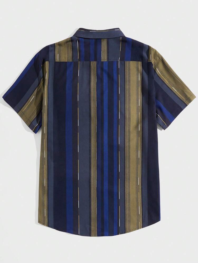 Men's Striped Print Loose Fit Shirt