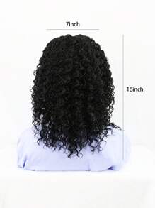 Peluca sintética medio rizado - Negro - Ver 2