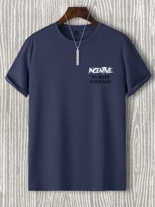 Manfinity EMRG 男士宇航員和字母圖形T恤 - 藏蓝色 - 查看 2