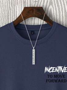 Manfinity EMRG 男士宇航員和字母圖形T恤 - 藏蓝色 - 查看 3