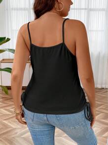 SHEIN Privé Top de tirantes con fruncido con cordón lateral - Negro - Ver 2
