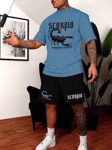 Manfinity LEGND 男士標語圖案T恤和短褲 - 彩色 - 查看 1