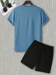 Manfinity LEGND 男士標語圖案T恤和短褲 - 彩色 - 查看 2