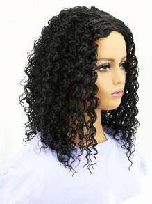 Peluca sintética medio rizado - Negro - Ver 3