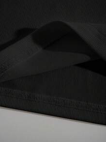 INAWLY 字母图案短款背心 图案 T 恤 女式上衣 - 黑色 - 查看 6