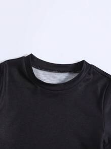 SHEIN Chàng trai trẻ Giải trí Mát mẻ Slogan In Ngắn tay Áo thun Và Bộ quần short Cho mùa hè - Nhiều màu - Xem 3