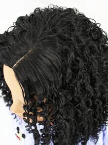 Peluca sintética medio rizado - Negro - Ver 5