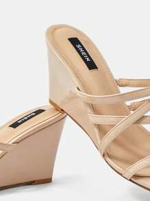 SheIn Belle 女性極簡風格坡跟優雅涼鞋戶外 - 淺粉色 - 查看 8