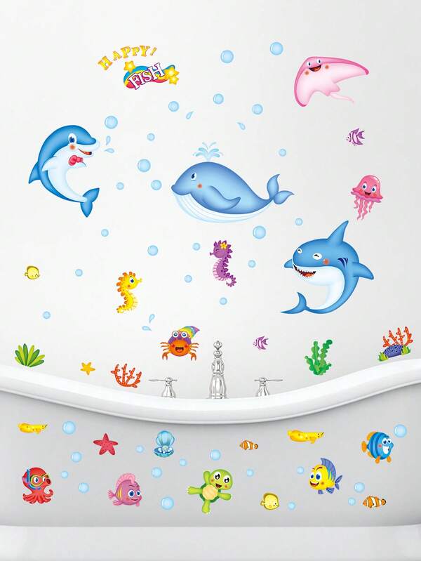 1pc Marine Life Pattern Bathtub Applique, Modern PVC Bathtub Sticker