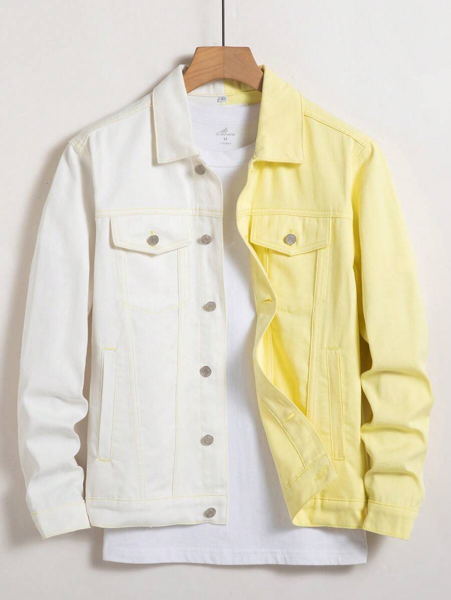 Manfinity EMRG Men Cotton Two Tone Denim Jacket Without Tee - Multicolor - View 1