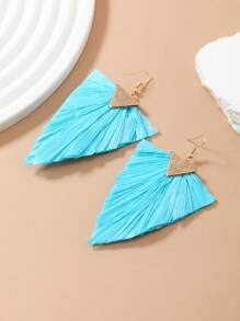 Đôi Bông tai giả da hình tam giác Vibe đơn giản và thời trang theo phong cách Bohemia Màu xanh lá cây, hồng cam, thích hợp cho phụ nữ đeo hàng ngày - Màu xanh lam - Xem 2