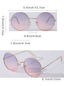 3對男女適用復古圓框時尚太陽眼鏡，經典復古設計款式，適用於戶外、海灘配件 - 金色 - 查看 4