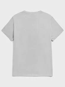 Manfinity Hypemode Men Casual Letter Graphic Short Sleeve Tee - Light Grey - View 2