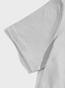 Manfinity Hypemode Men Casual Letter Graphic Short Sleeve Tee - Light Grey - View 4