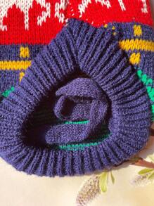 1 件海军蓝鹿与流淌的小溪印花可爱宠物毛衣 - 彩色 - 查看 3