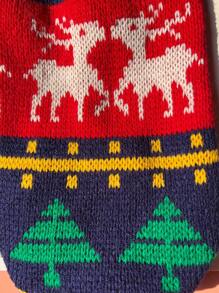 1 件海军蓝鹿与流淌的小溪印花可爱宠物毛衣 - 彩色 - 查看 4